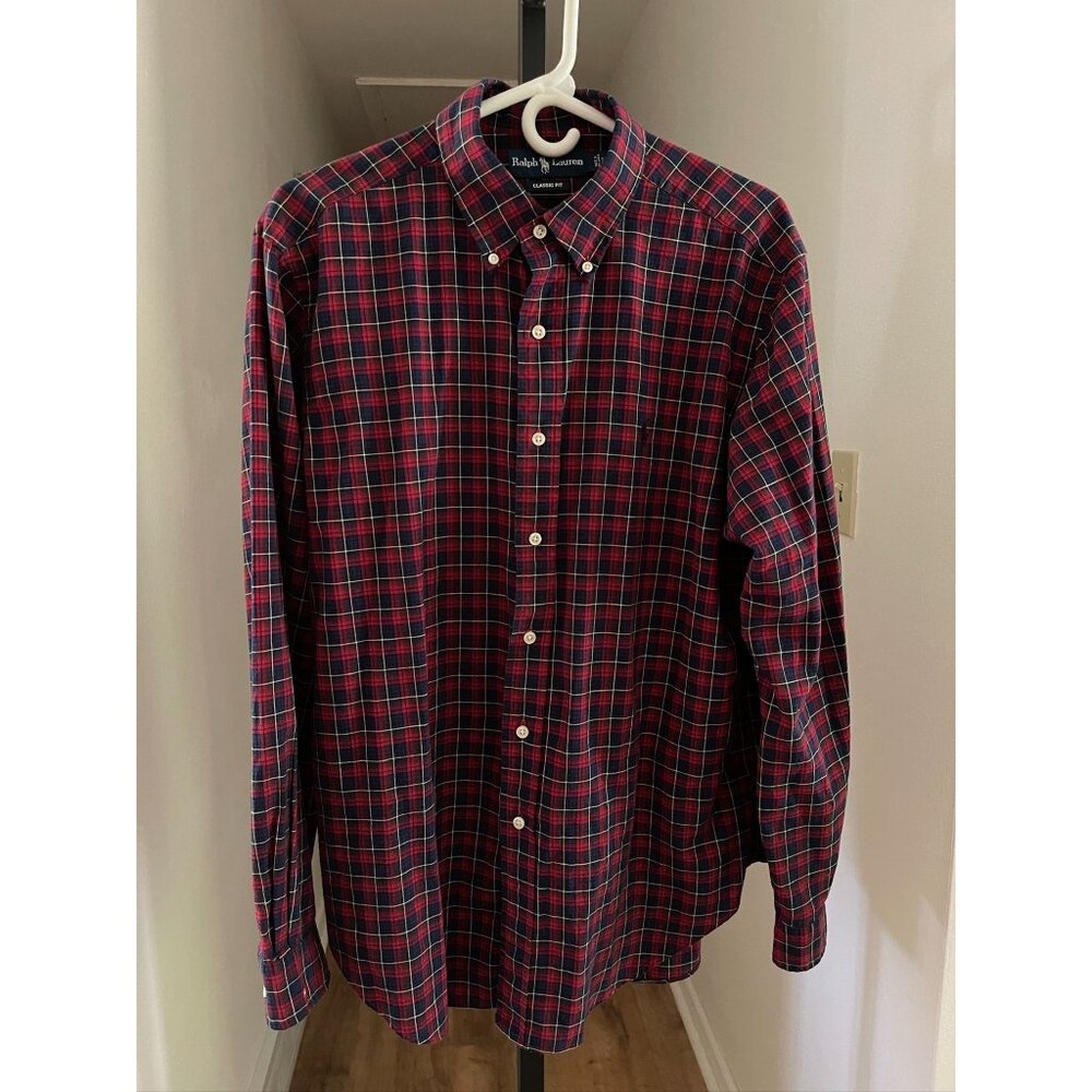 EUC Ralph Lauren Men's Classic Fit Plaid Button-Down Shirt
